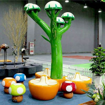 玻璃钢蘑菇卡通雕塑 景观卡通雕塑